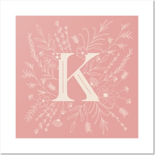 Botanical Letter K (Hibiscus Pink) Posters and Art